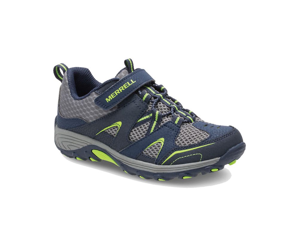 Merrell Hiking Shoes Navy/Green - Trail Chaser - Kids 67UTPWCJN
